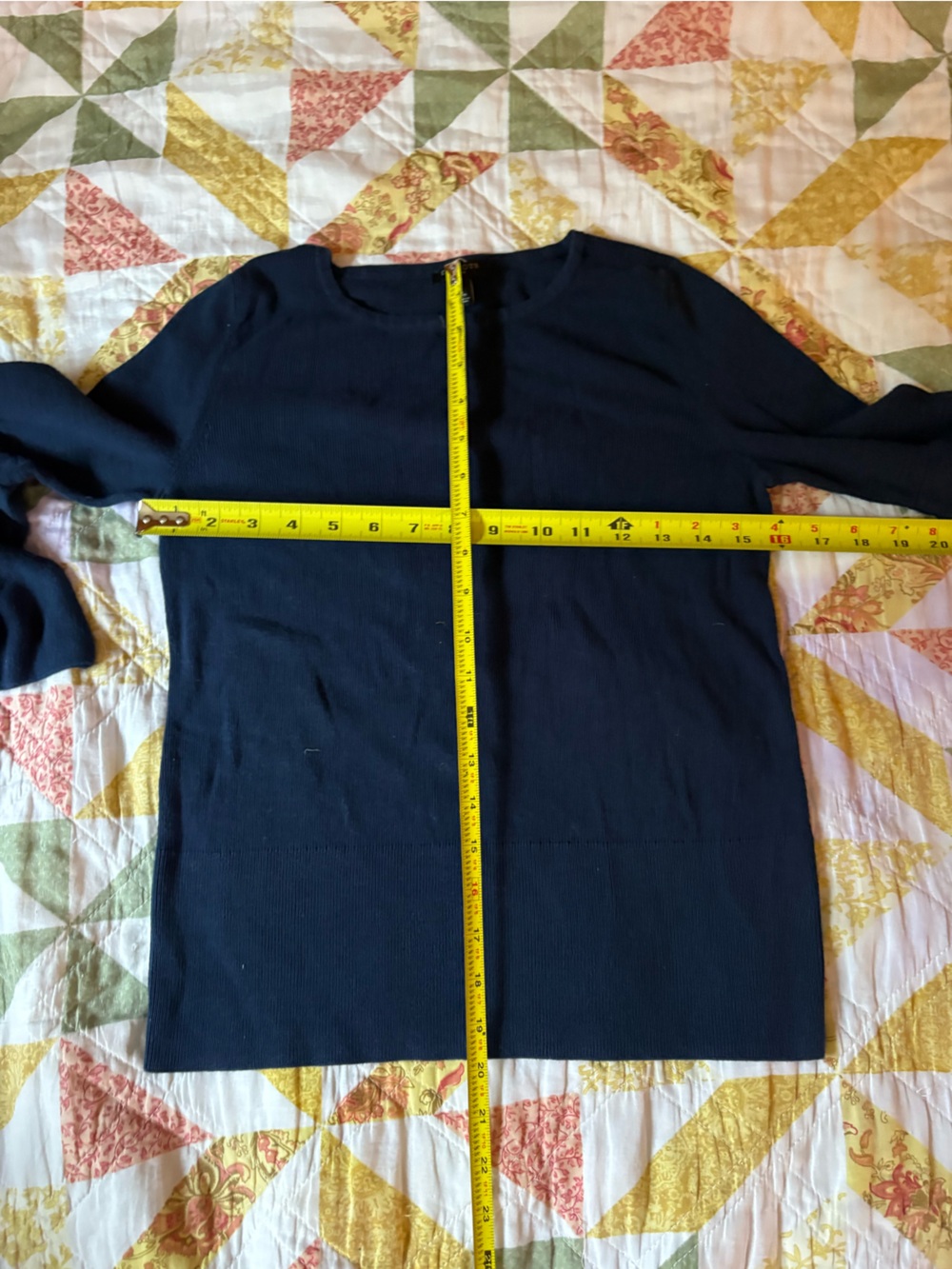 Talbots Navy Ruffle Sleeve Sweatshirt - Picture 3 of 5
